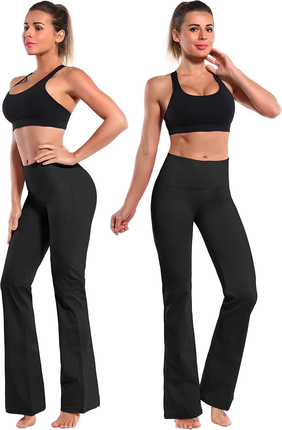 29"/31"/33"/35"/37" 3 Styles Women'S High Waist Bootcut Yoga Pants Basic/Side Pockets Tummy Control Workout Flared