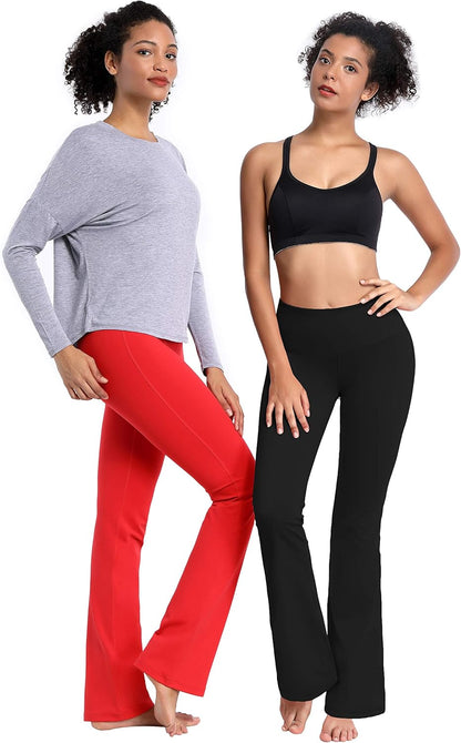 29"/31"/33"/35"/37" 3 Styles Women'S High Waist Bootcut Yoga Pants Basic/Side Pockets Tummy Control Workout Flared