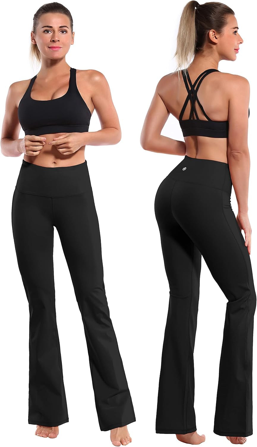 29"/31"/33"/35"/37" 3 Styles Women'S High Waist Bootcut Yoga Pants Basic/Side Pockets Tummy Control Workout Flared